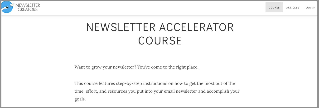 newsletter accelerator course by josh spector