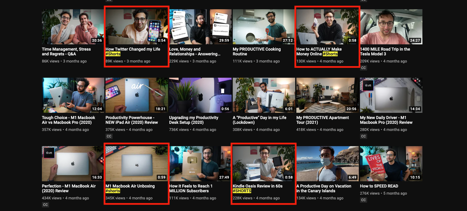 YouTube shorts content strategy example