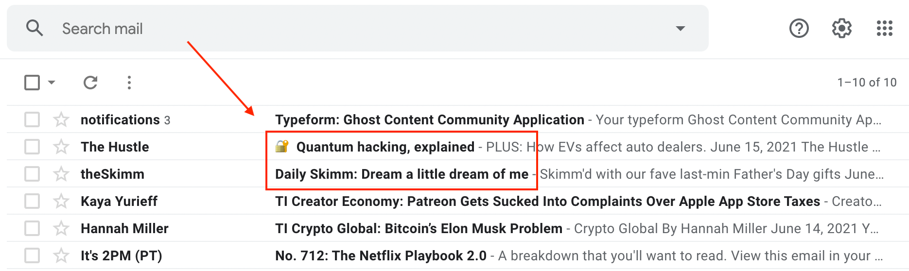 email newsletter subject lines example