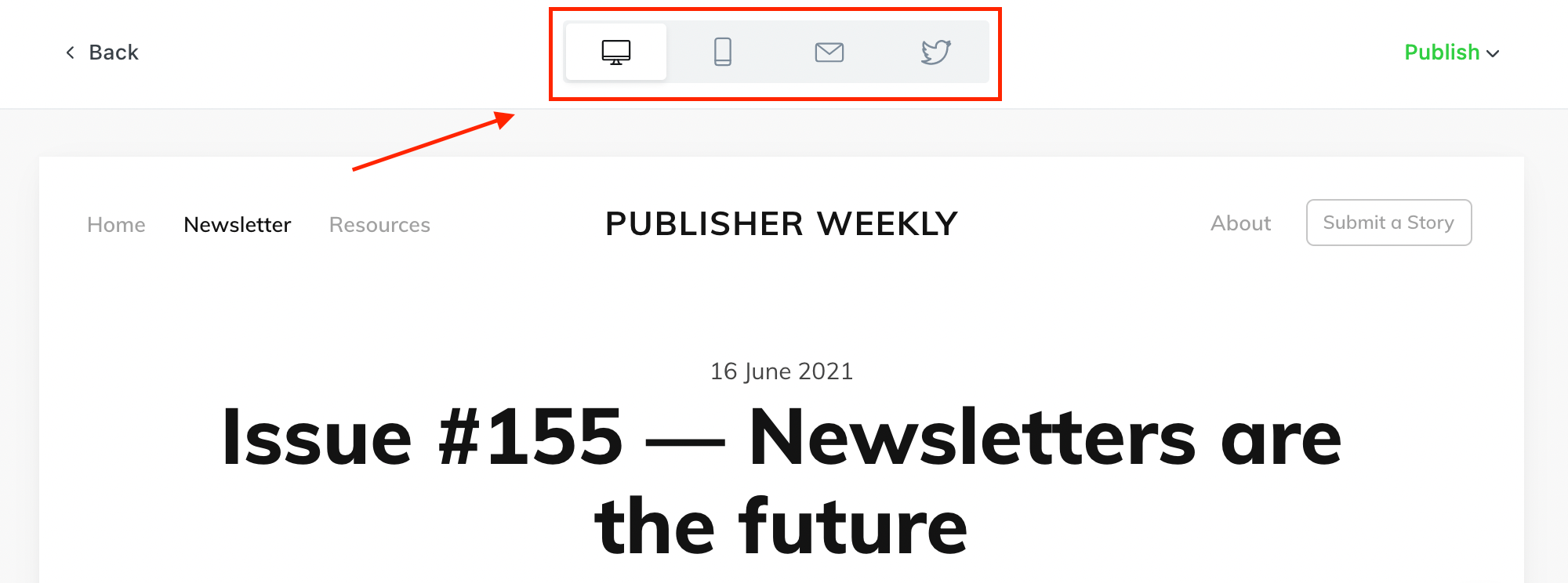 ghost email preview feature