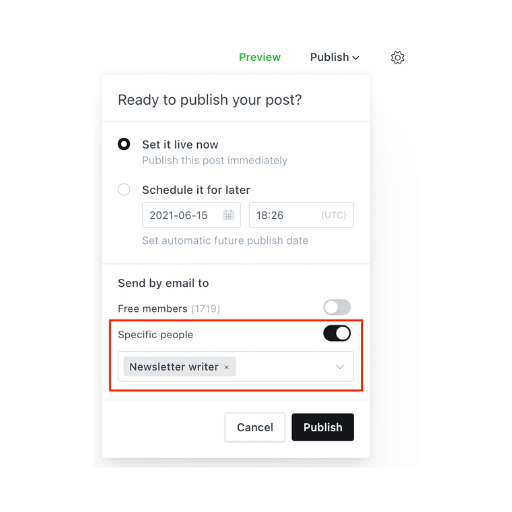 ghost email segments feature