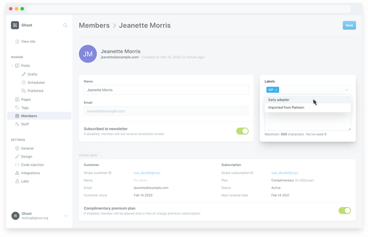 Segment subscribers with member labels