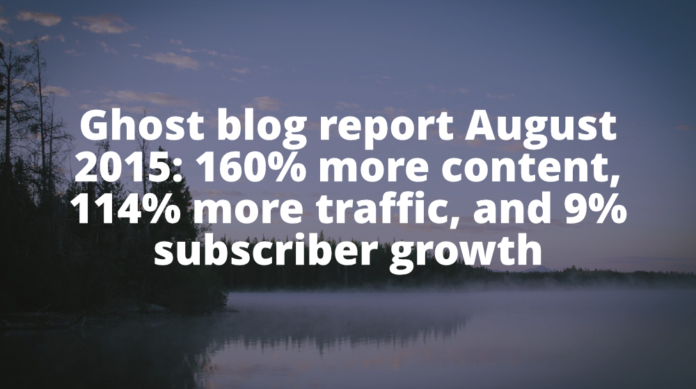 Ghost blog report August 2015: 160% more content, 114% more traffic, and 9% subscriber growth