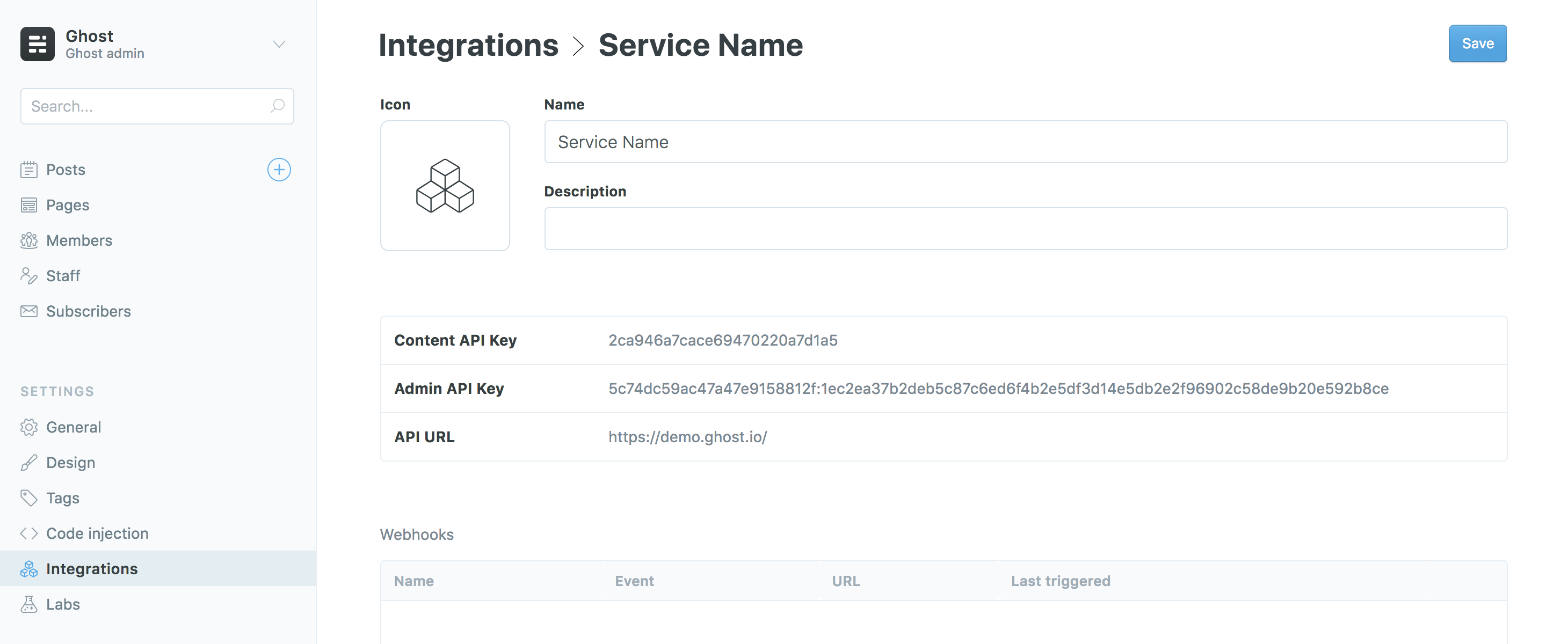 Get a Ghost Admin API key