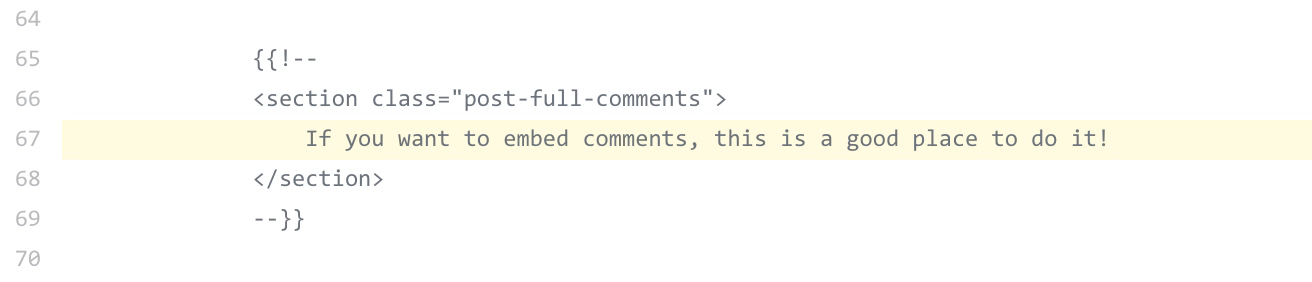 Casper comment area in the code