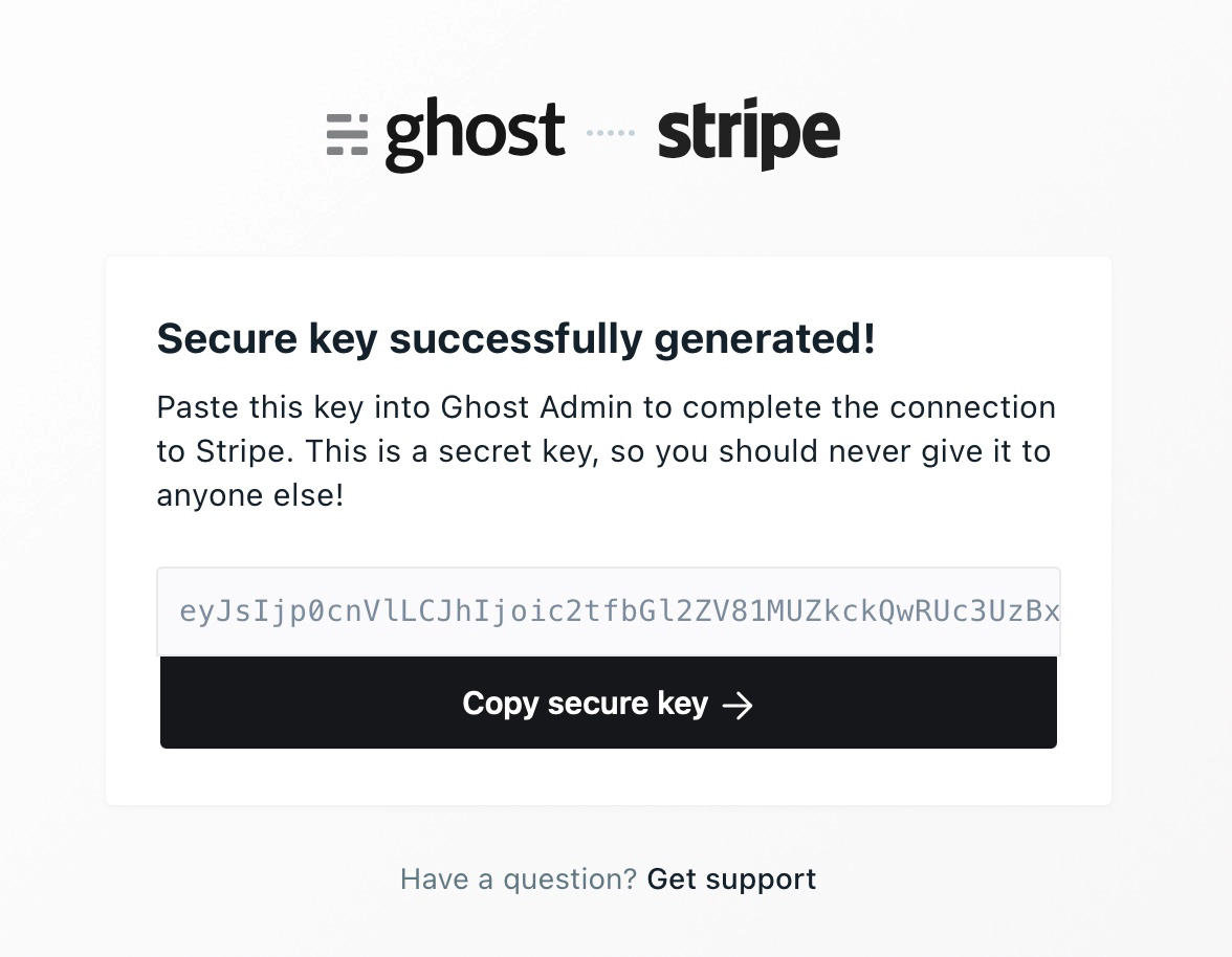 secure key for stripe ghost integration