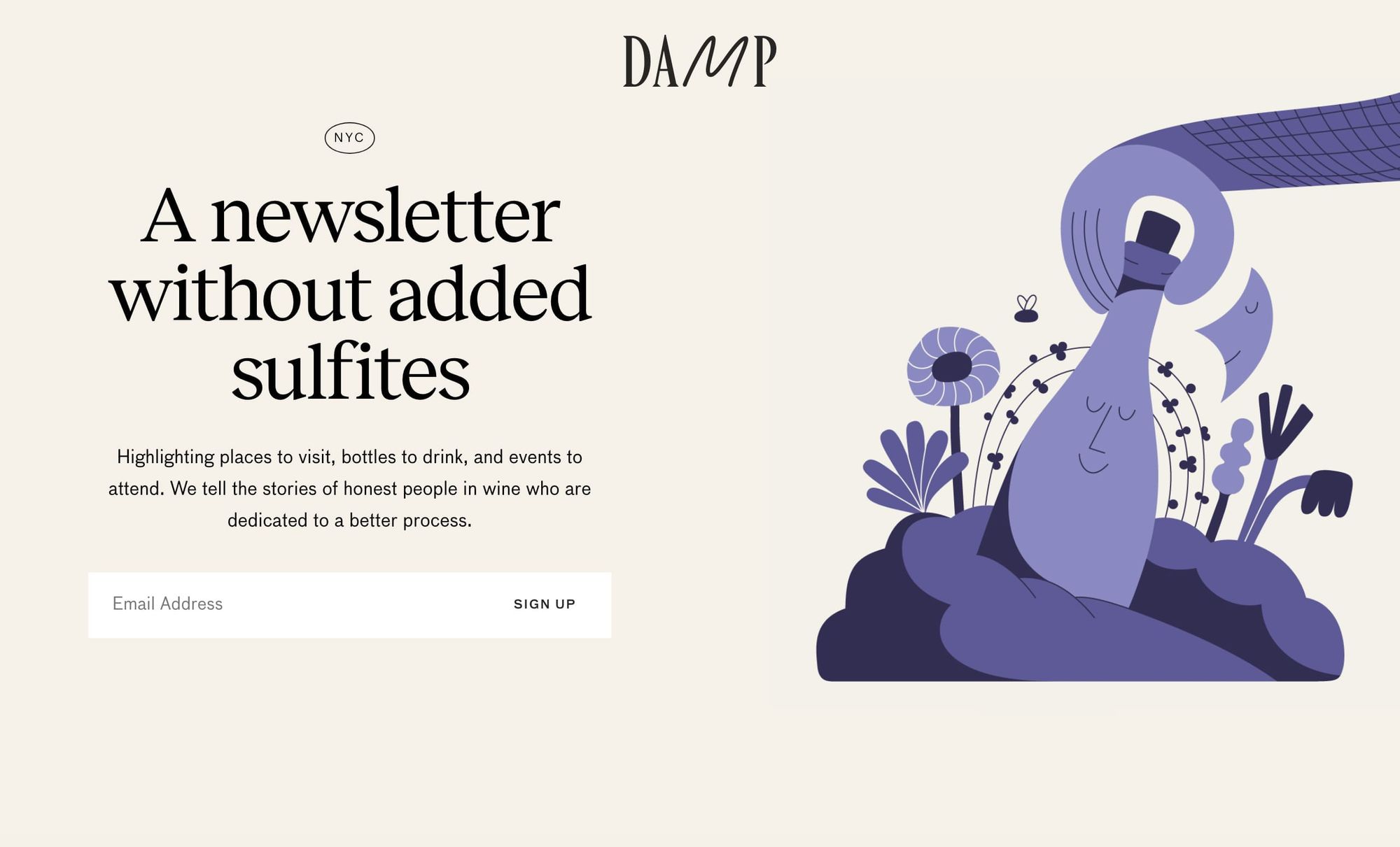 Damp newsletters sign up page