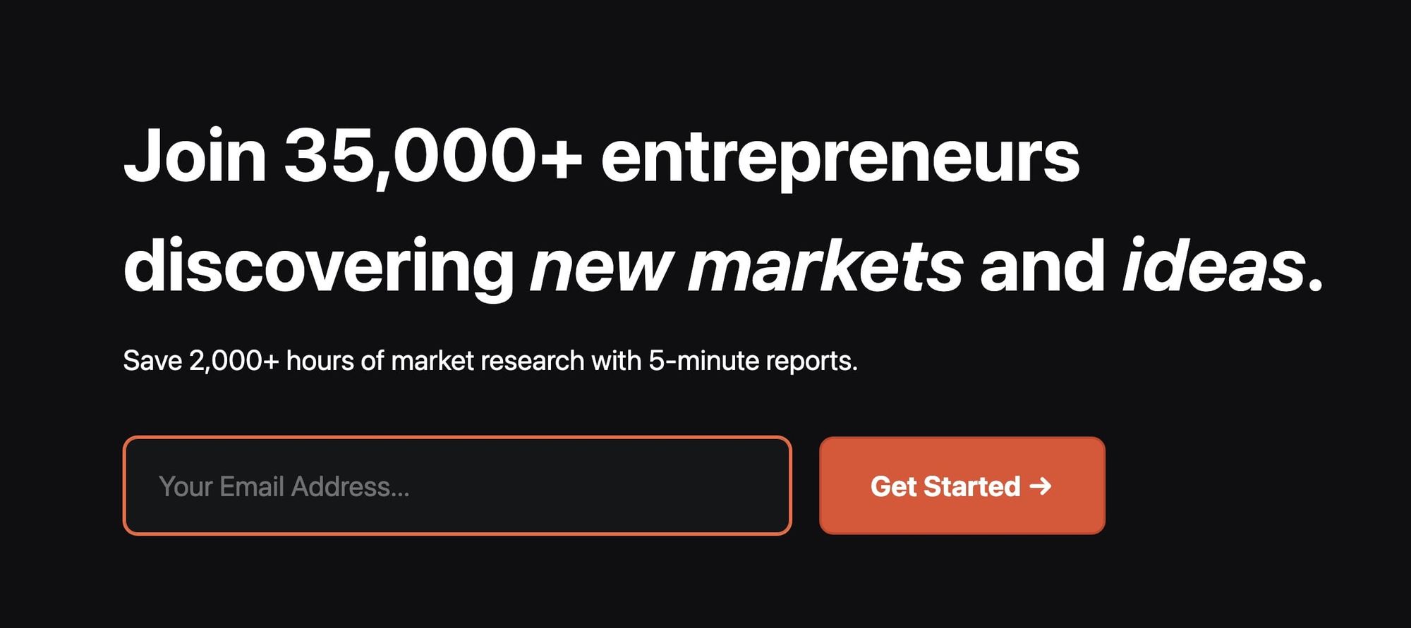 Trends.vc stating a subscription will save the reader 2,000+ hours of market research