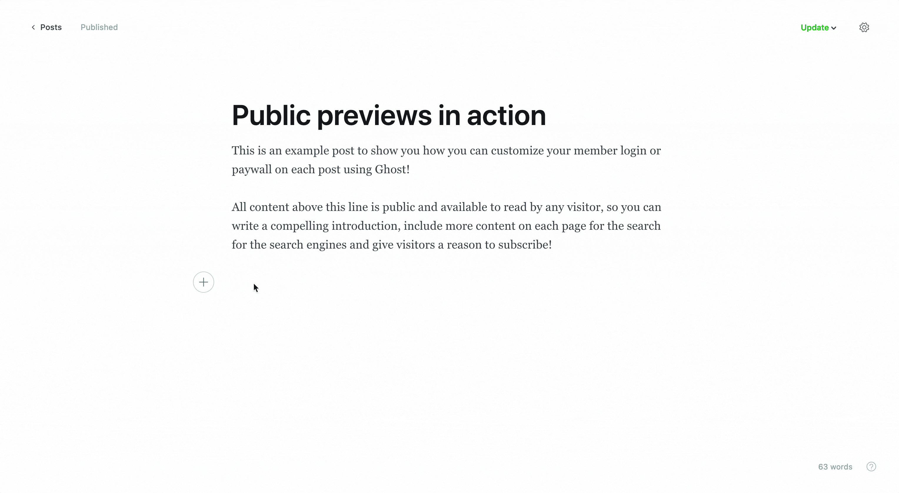 public previews feature in Ghost