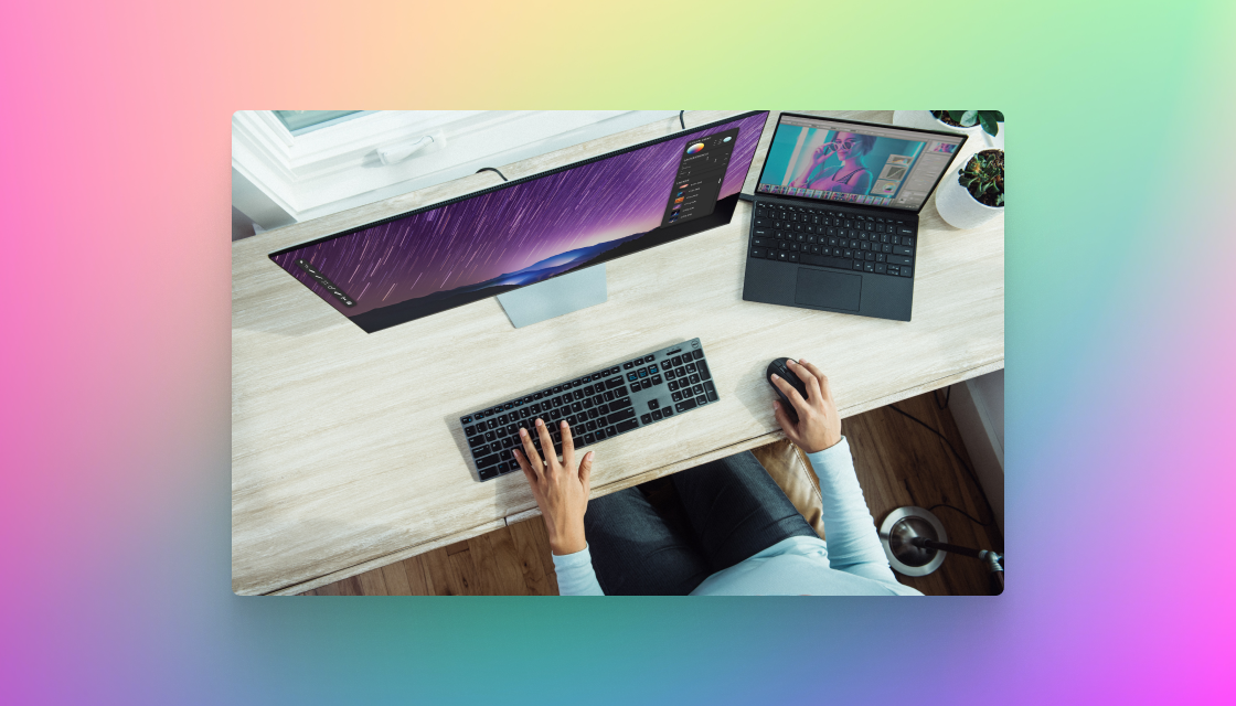 woman working at desktop computer