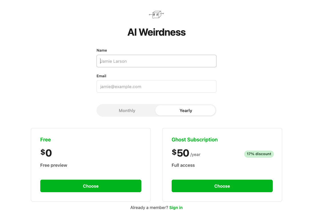 Pricing for AI Weirdness