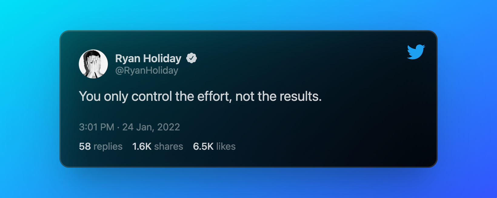 tweet by author Ryan Holiday