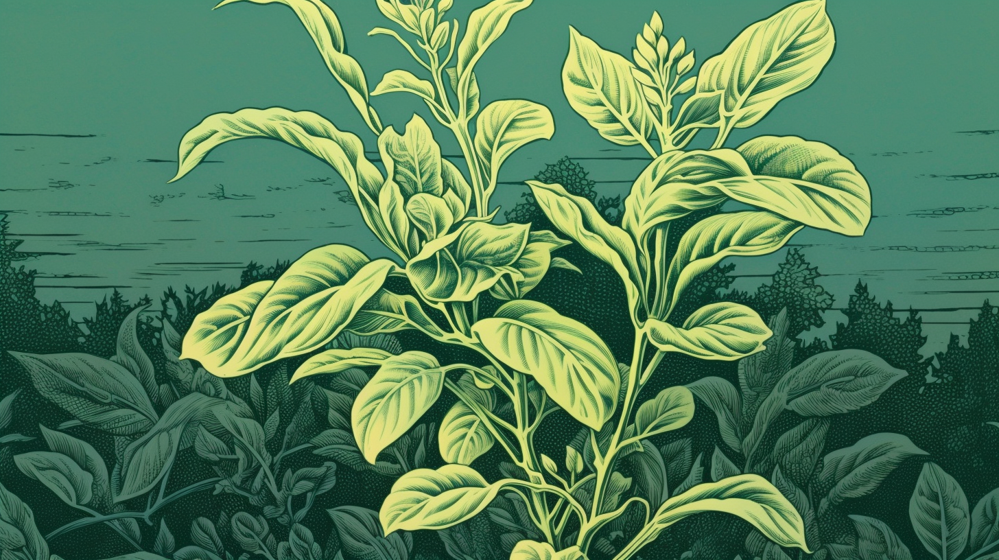 an illustration of layered green plants that are growing out of the frame