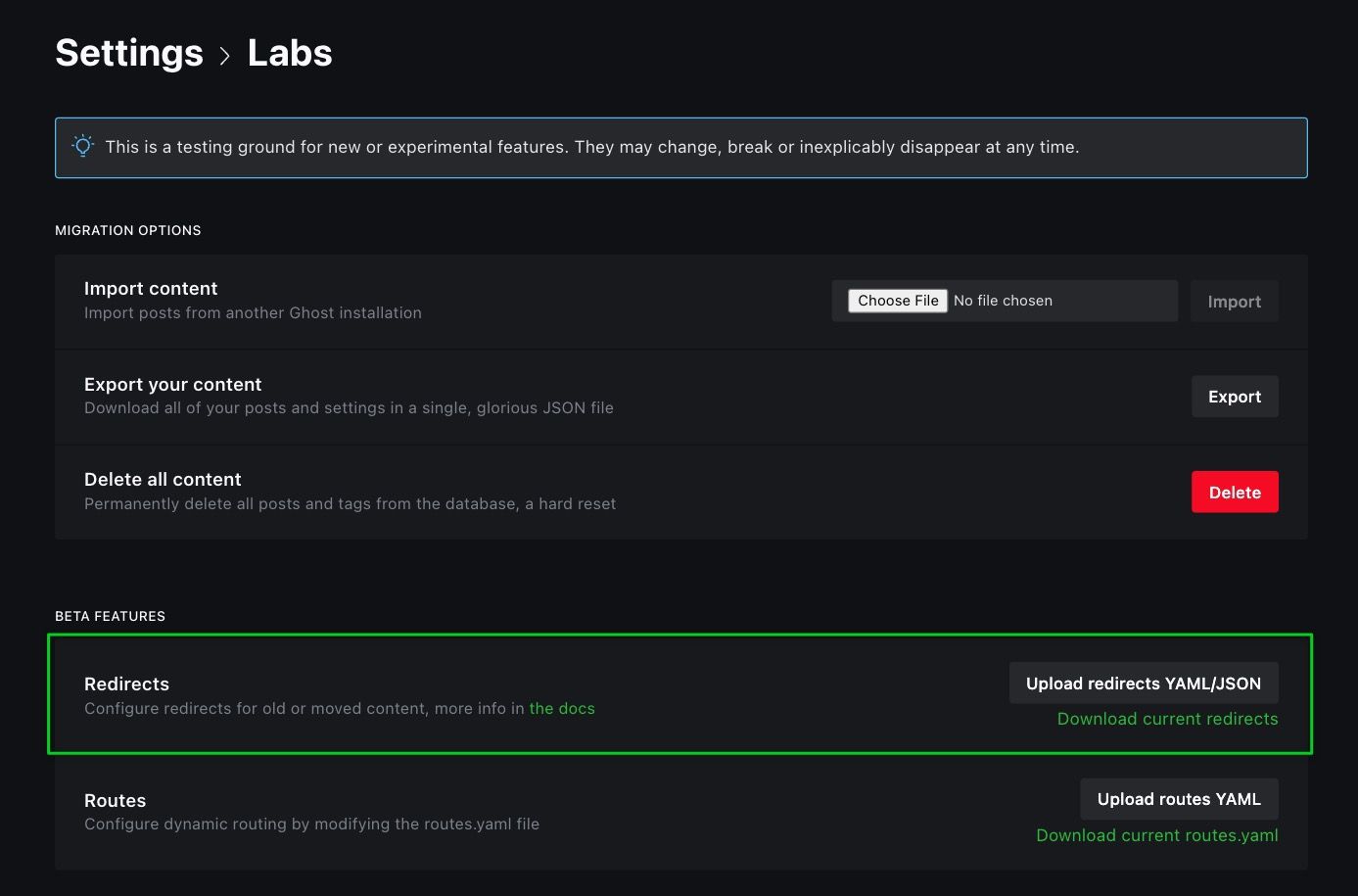 Implementing redirects