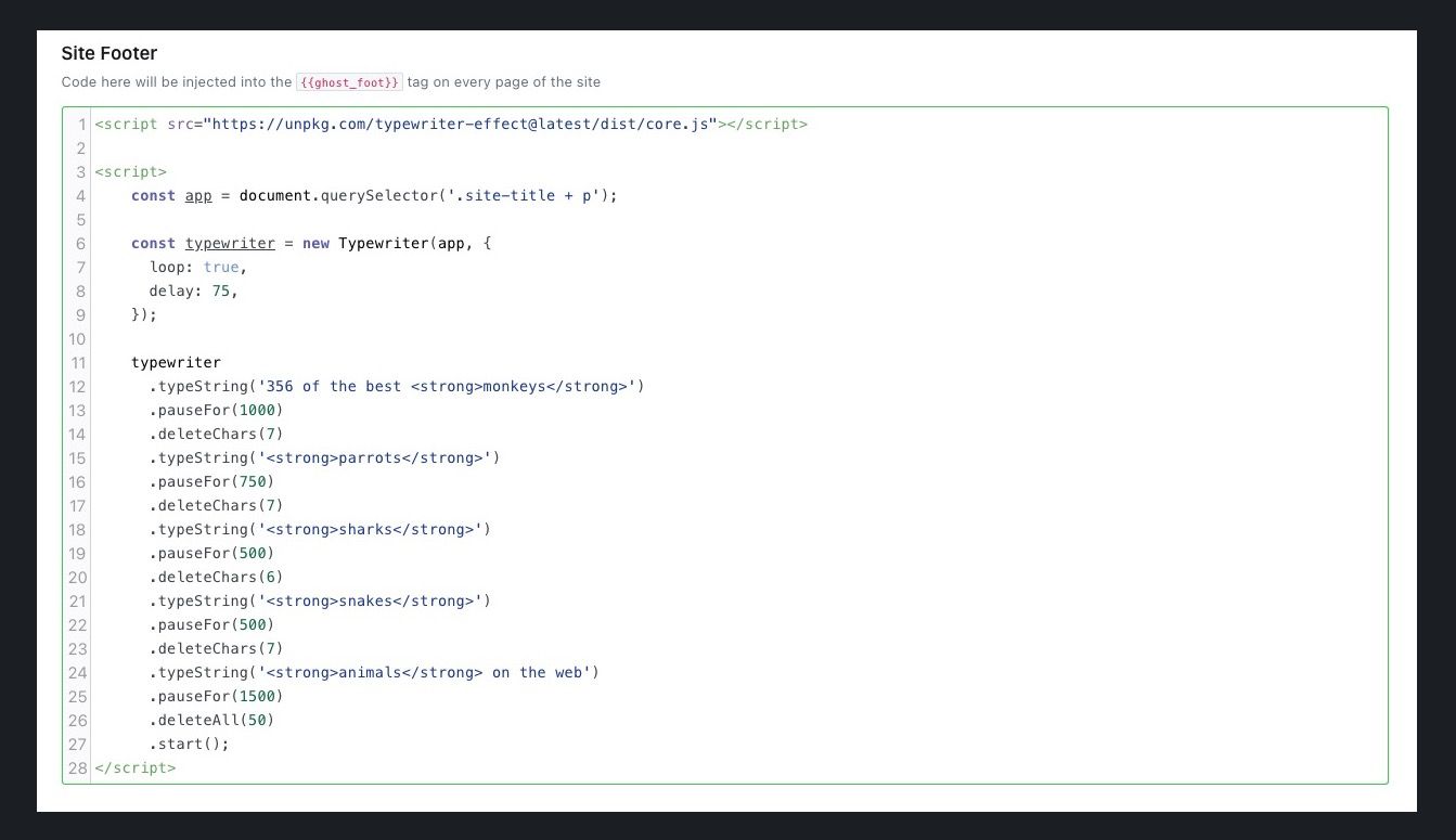 Ghost Code Injection Site Footer example