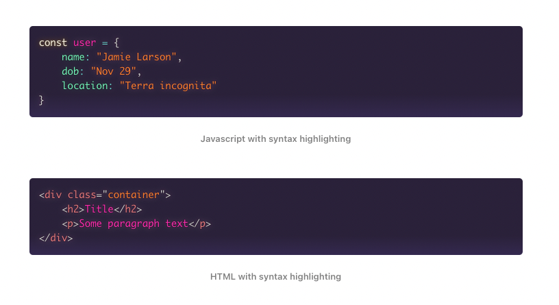 Syntax highlighted code with the Synthwave theme