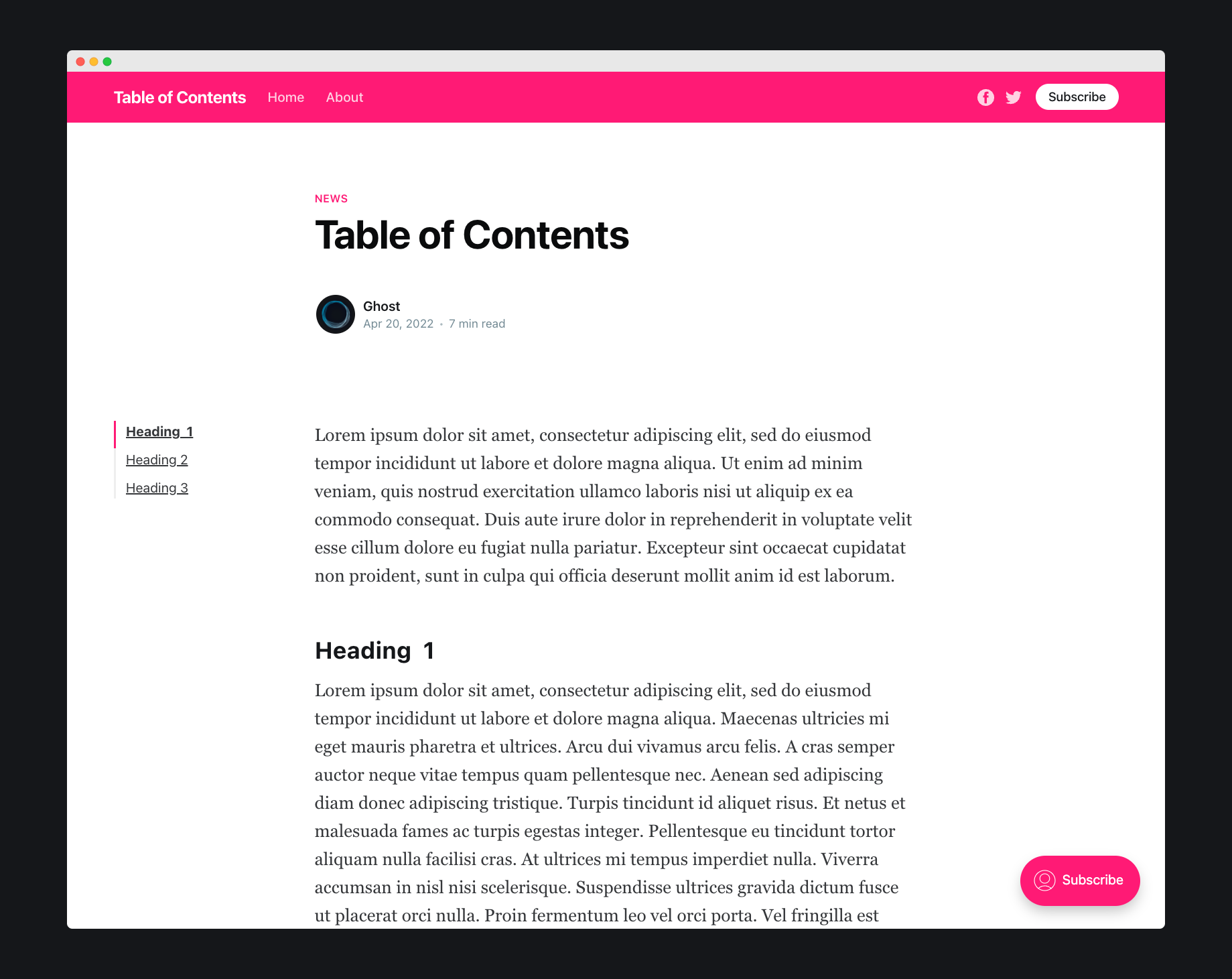 How to add a table of contents