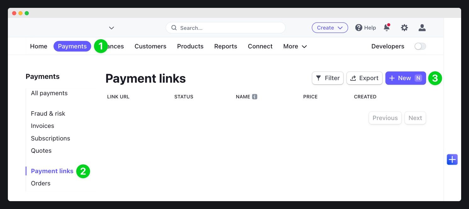 Stripe payment link screen