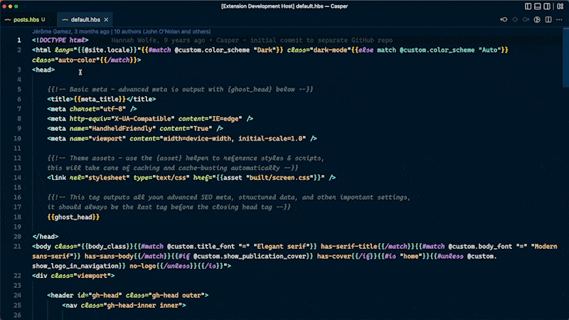 Hover-for-info feature in action in the VS Code Ghost extensions