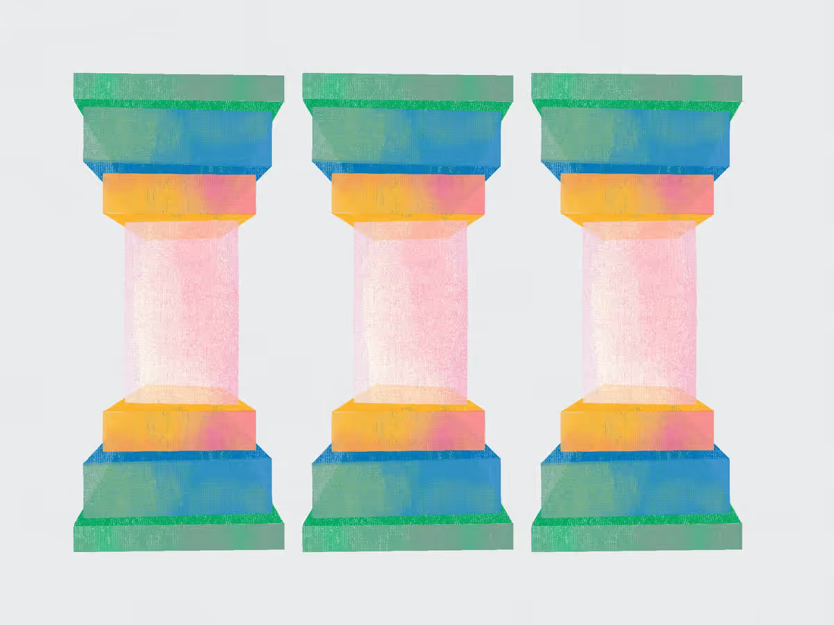 Columns in a riso style, symbolizing how Node supports modern web development