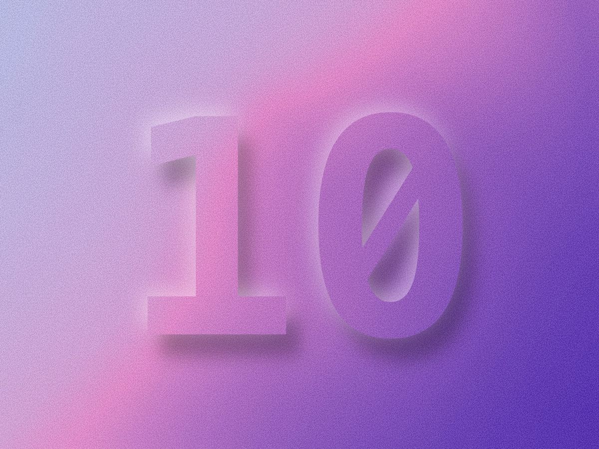 The number 10, portrayed over a noisy gradient in a neumorphic effect