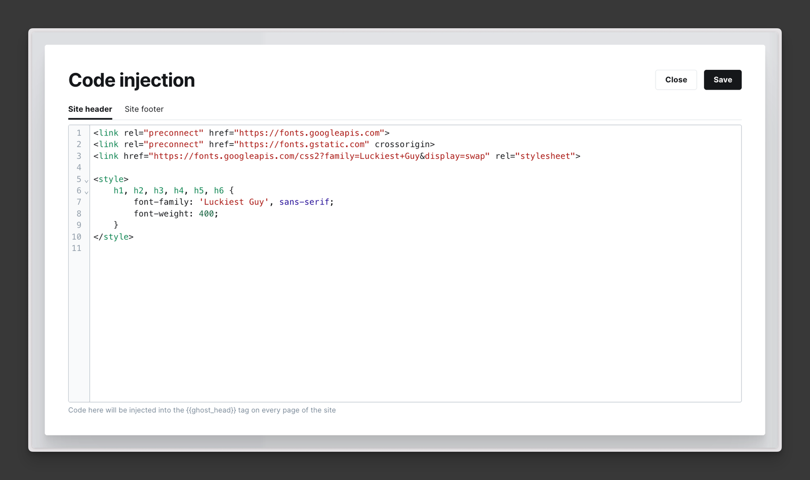 How to use Code Injection in Ghost